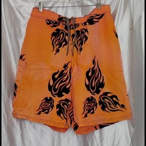 Vtg Y2K enjoy the ride 90s tribal flame board shorts 34